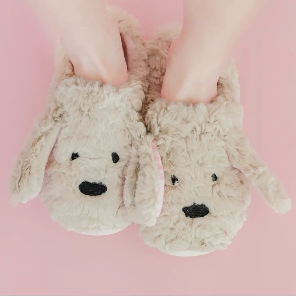 Cozy Plush Dog Slippers - Tan